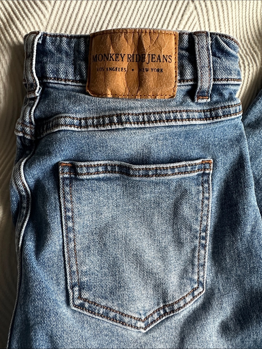 Women’s wide leg capri Jeans in Classic Blue by Monkey Ride Jeans